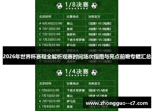 2026年世界杯赛程全解析观赛时间场次指南与亮点前瞻专题汇总